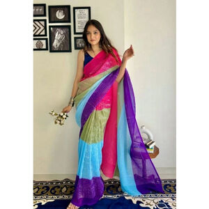 Georgette Multi Color Printed Light Weight Saree
